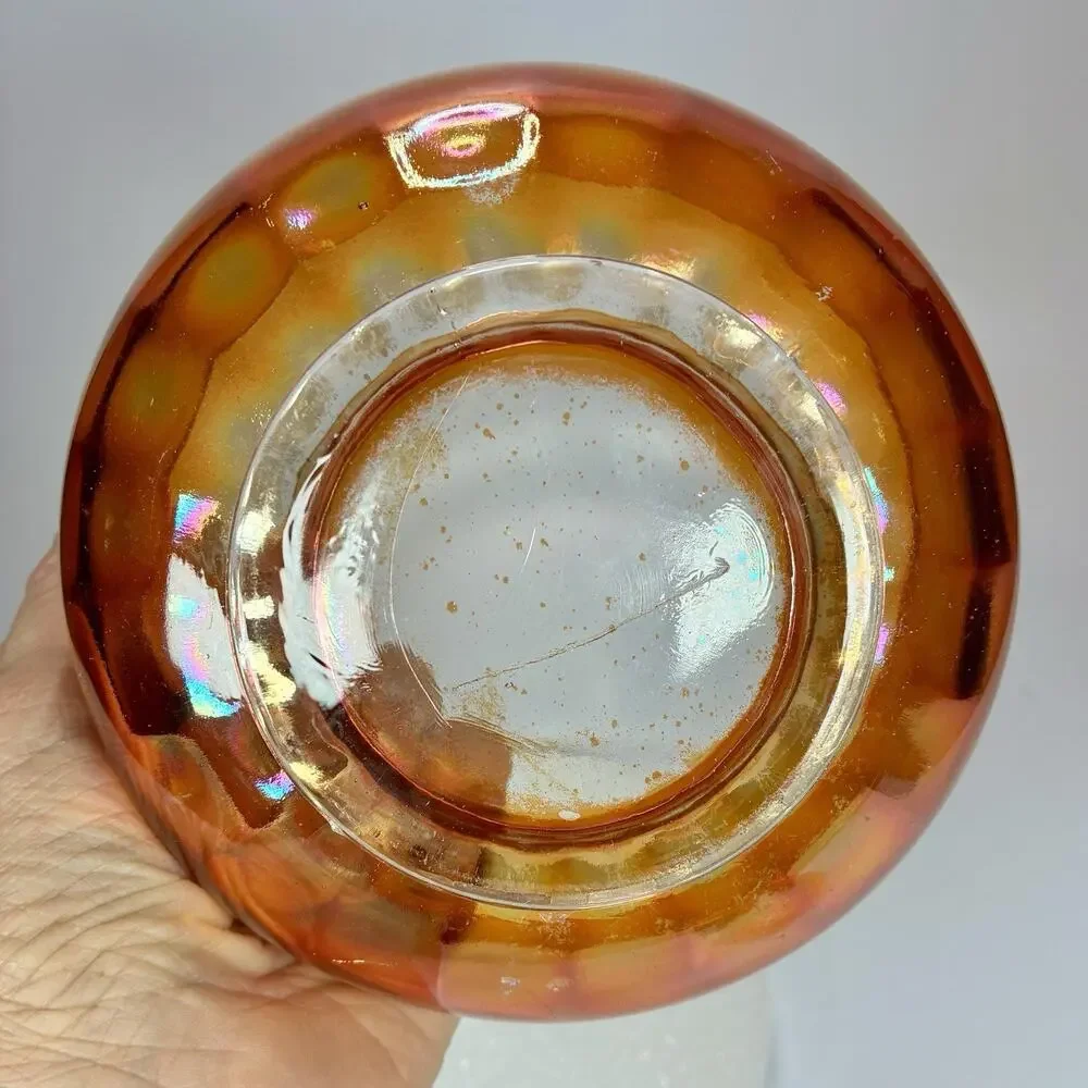 Imperial Glass CHESTERFIELD Line 600 Carnival Marigold Rose Nut Bowl Panelled